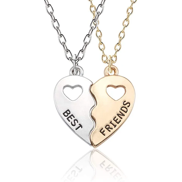 

Friends Forever BFF Gifts Jewelry 2 Pieces Matching Heart Necklace Friendship Necklace for Best Friends, Picture shows