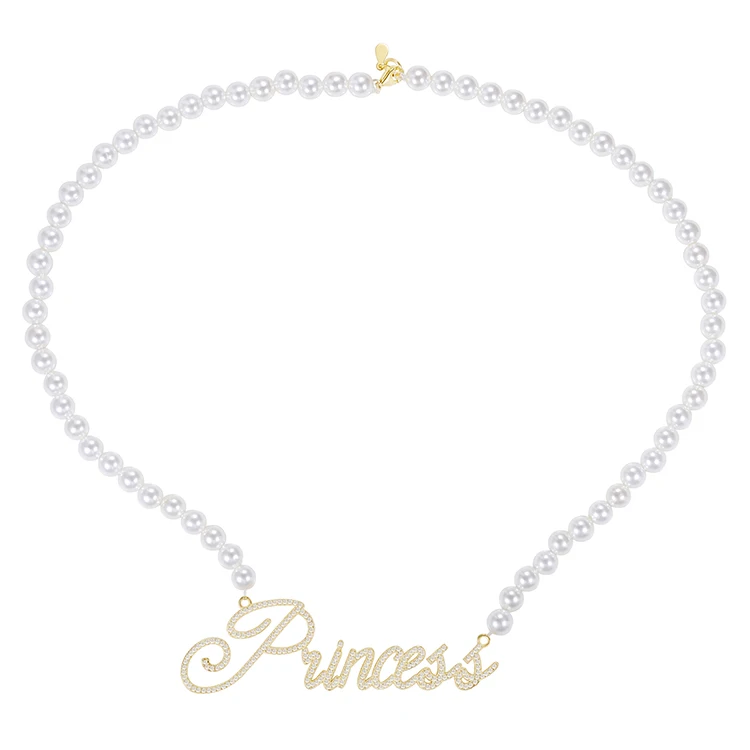 

925 Sterling Silver Personalized Name Plate Gold Choker Fresh Water Pearl Initial Necklace Women Jewelry, Silver/14k gold/18k gold/rose gold