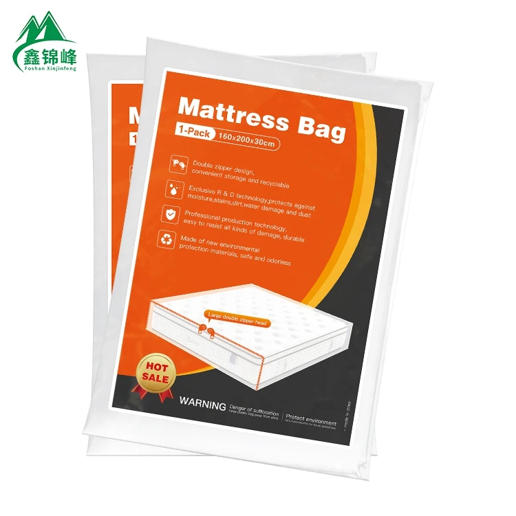 

Custom pe plastic mattress zipper bag printing mattresses bags for storage and moving, Clear or customized