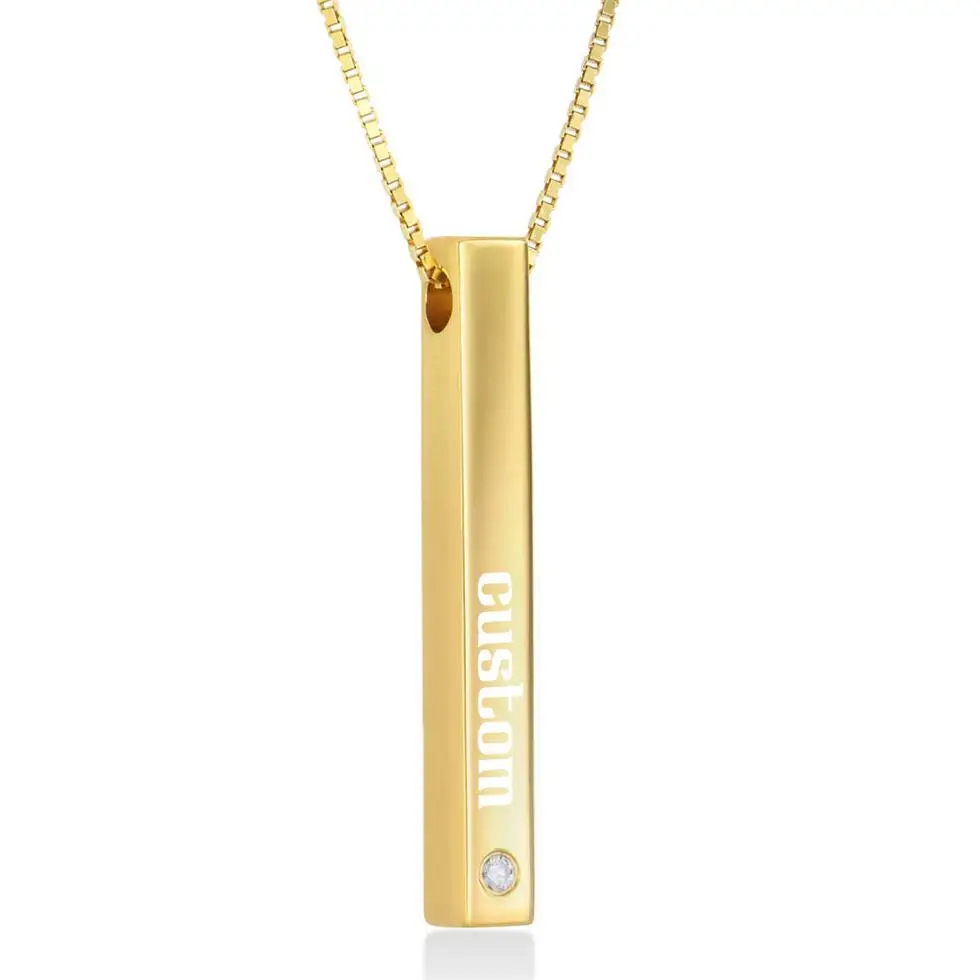 

Vertical Rectangular Bar Personalized Silver/gold/rose Gold/black Stainless Steel Blank Bar Necklace For Custom Engrave, Picture shows