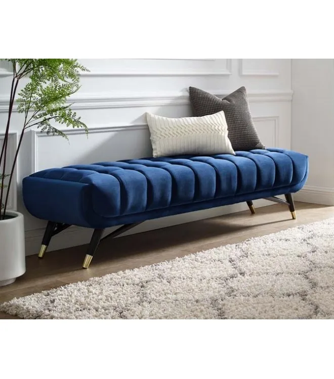 Mid Century Deep Tuffted Velvet Extra Long Bench Ottoman For Contemporary Bedroom Living Room Buy Vintage Metal Stool Bench Home Decor Gold Metal Accent Modern Bench For Bed Velvet Polyester Fabric Upholstery Seat Bench For Living Room