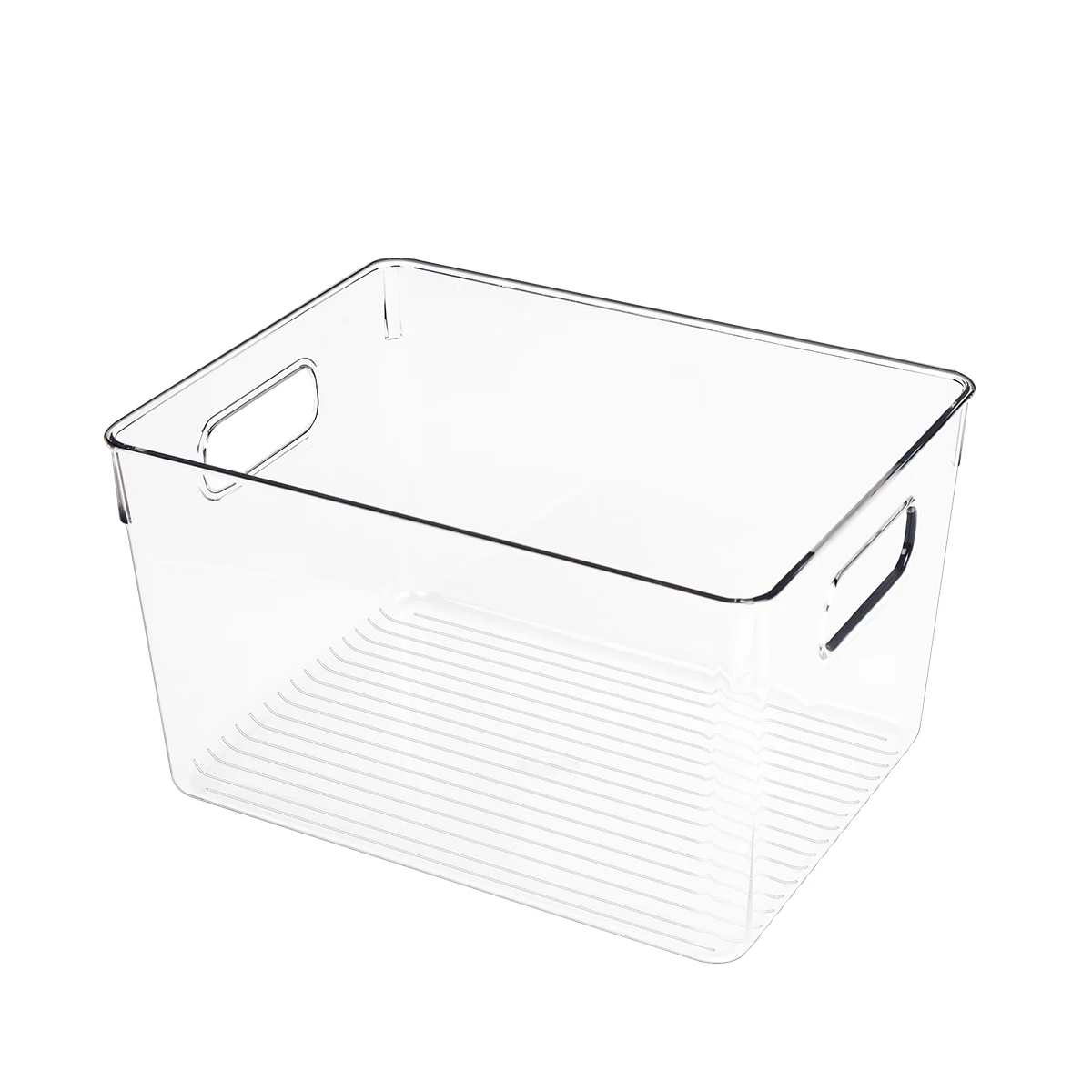 

Plastic Kitchen Refrigerator Organizer Bins Clear Pantry Organization and Storage with Cutout Handles