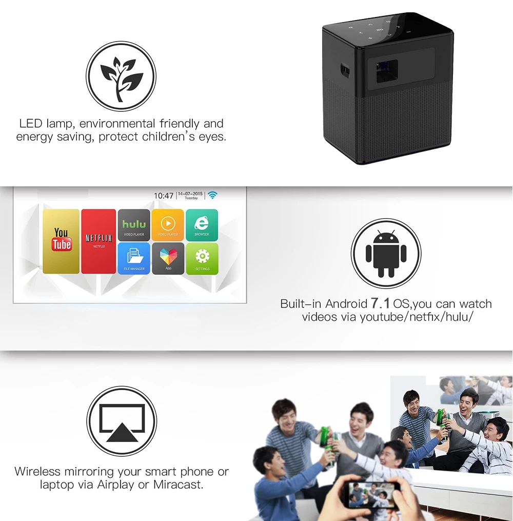Mini projector 50 Ansi lumens for Multimedia Home Cinema Theater Gift Promotion