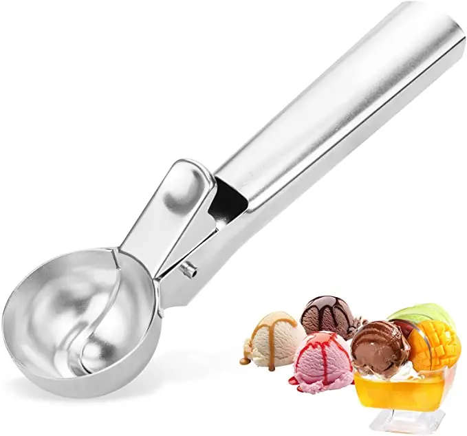 

Wholesale Heavy Duty Sturdy Premium Kitchen Accessories Ice Cream Tools Food Grade Stainless Steel Ice Cream Scoop with Trigger
