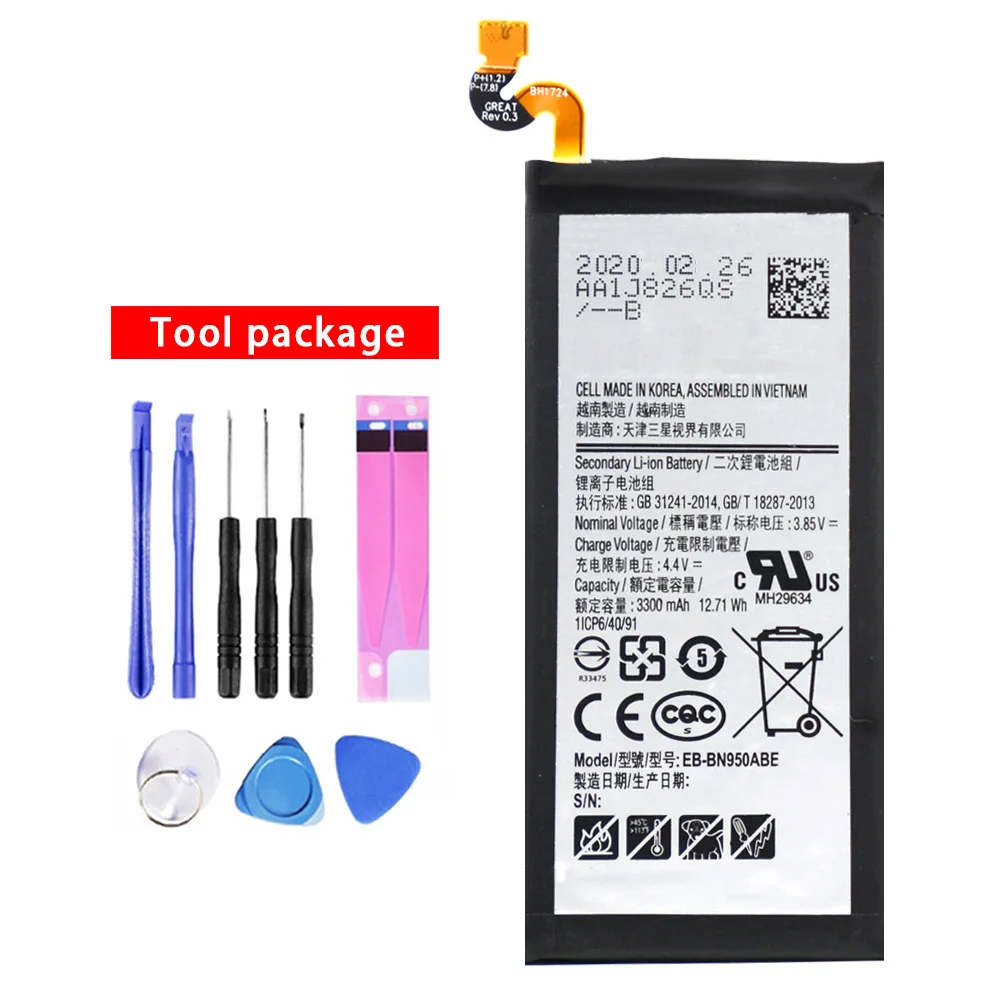 

EB-BN950ABE 3300mAh lithium ion rechargeable cell phones battery For SAMSUNG Galaxy Note 8 N950 AKKU DDP service