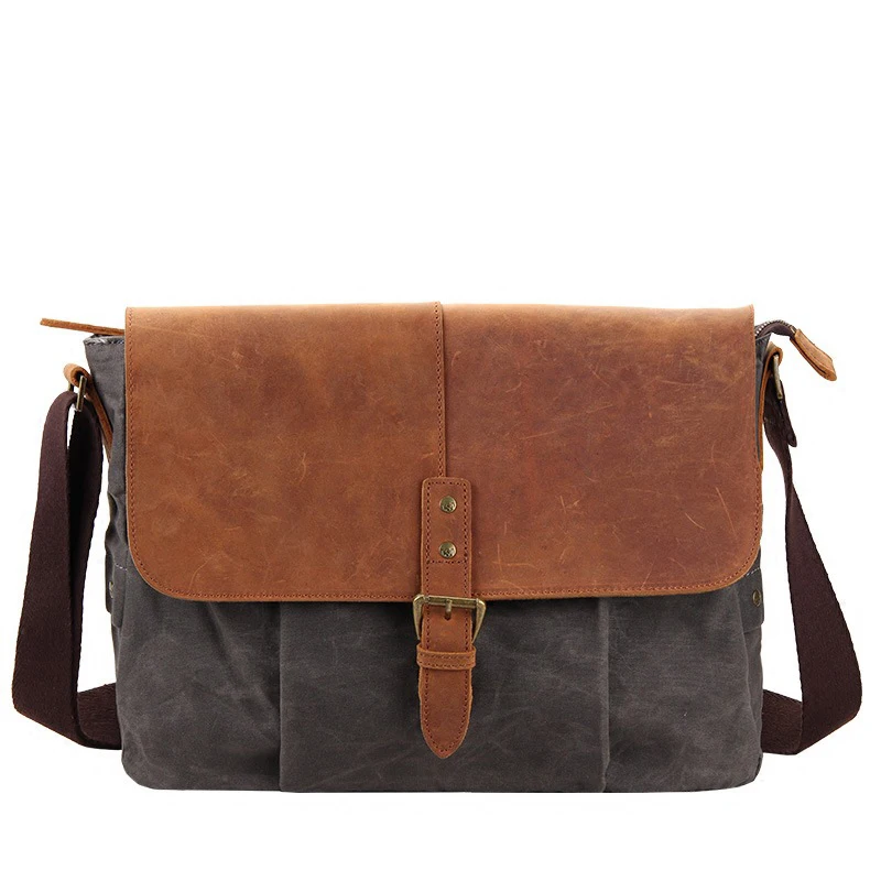 

Distressed Retro Genuine Leather Messenger Bag Casual And Versatile Men's Shoulder Bag Popular Fashion Canvas Messenger Bag 409