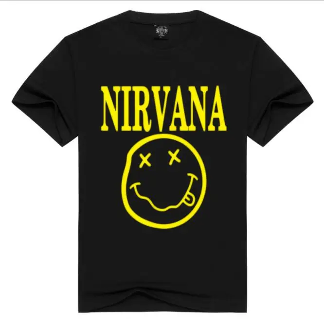 

2021 summer new style three-dimensional smiley face print men's rock band T-shirt top