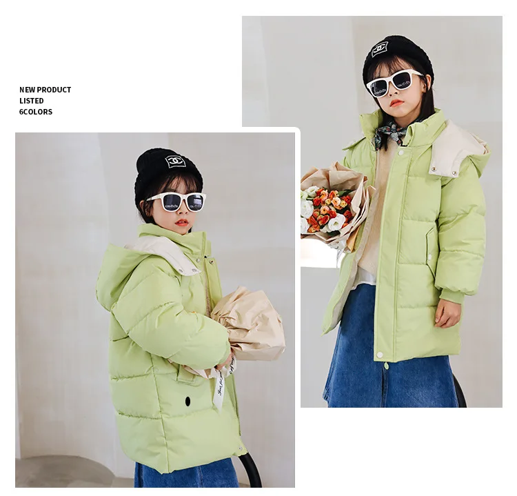 

High Quality New 2021 Custom Children Warm Trench Clothes Winter Mid-length Cotton Coat For Baby Girl, Picture shows