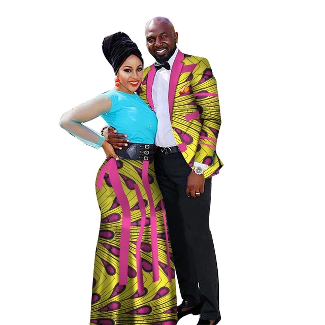 

wholesale African Couple Wedding Clothing Dashiki Women Skirt & Men suits for Lovers Casual loose Traditional Clothing WYQ66
