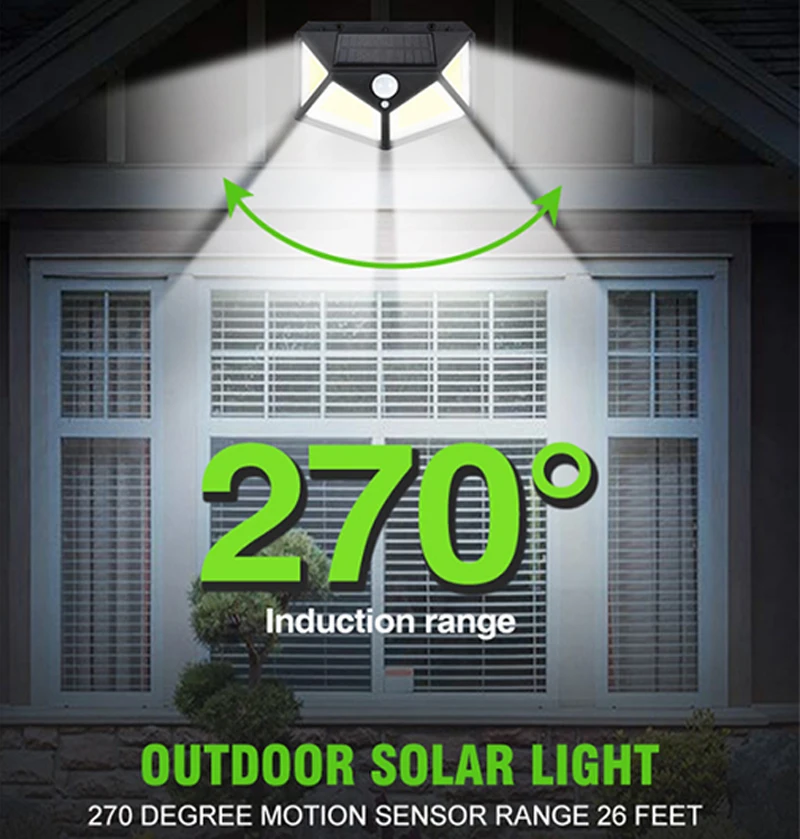 Manufacture Wholesale 114LED solar garden light outdoor Smart Sensor Solar Wall lamps Wireless Waterproof Security yard lighting