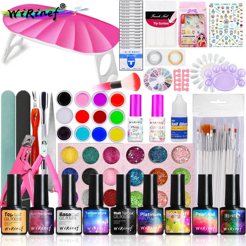 

nail art set with UV lamp Nail Tools Gel Varnish manicure tools kit small MOQ wholesale price, Customised