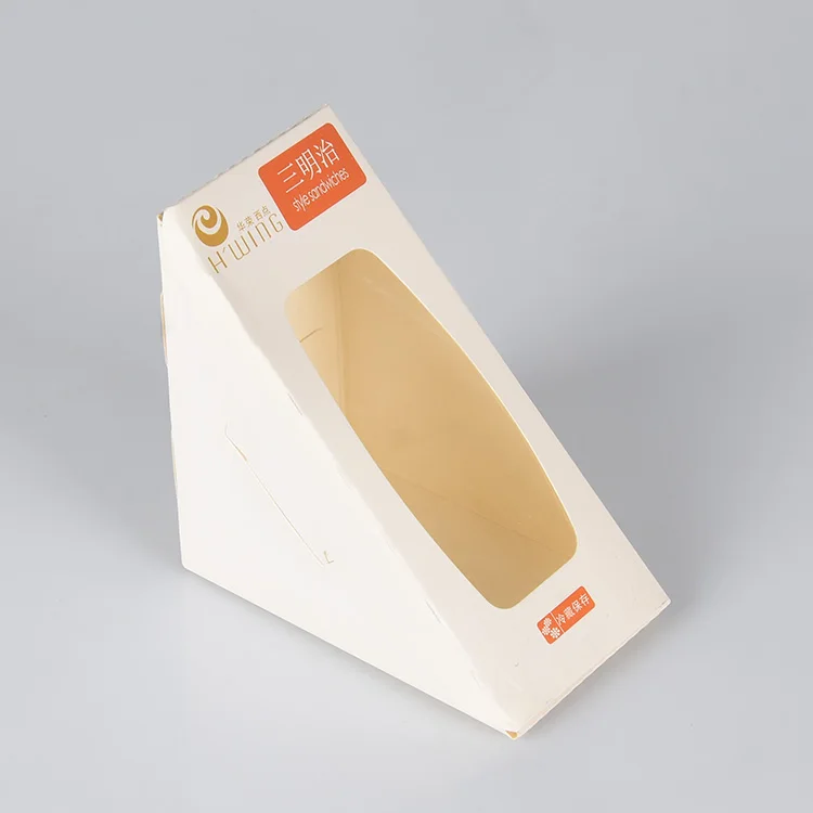 Disposable Custom Clear Window Small Cake Triangle Sandwich Packing Paper Box for Packing
