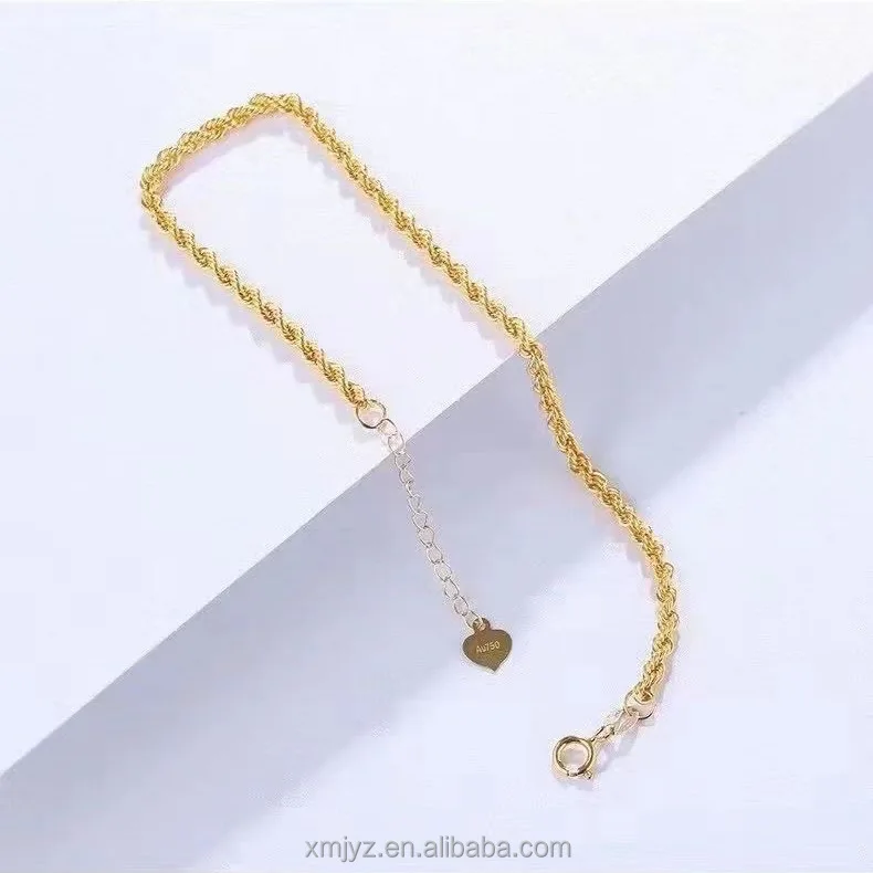 

Certified 18K Gold Bracelet Hemp Rope Bracelet Au750 Color Gold Jewelry Fashion Simple Women Can Be Extension Chain Water Shell