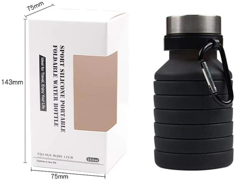 定制旅行野营远足饮用硅胶可折叠运动水壶