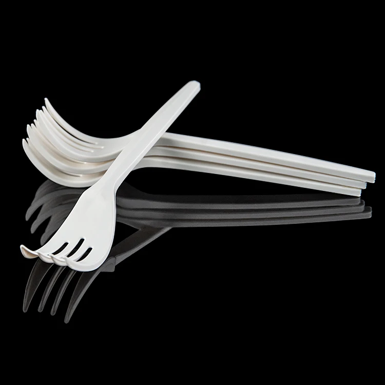 

7 Inches Eco-friendly High Grade Biodegradable Disposable Plastic 100% Corn Starch CPLA Degradable Dinner Food Fork, White