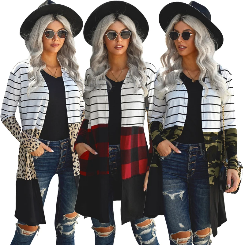 

New Arrival Casual Fashion Long Sleeves Knitting Print Leopard Cardigan