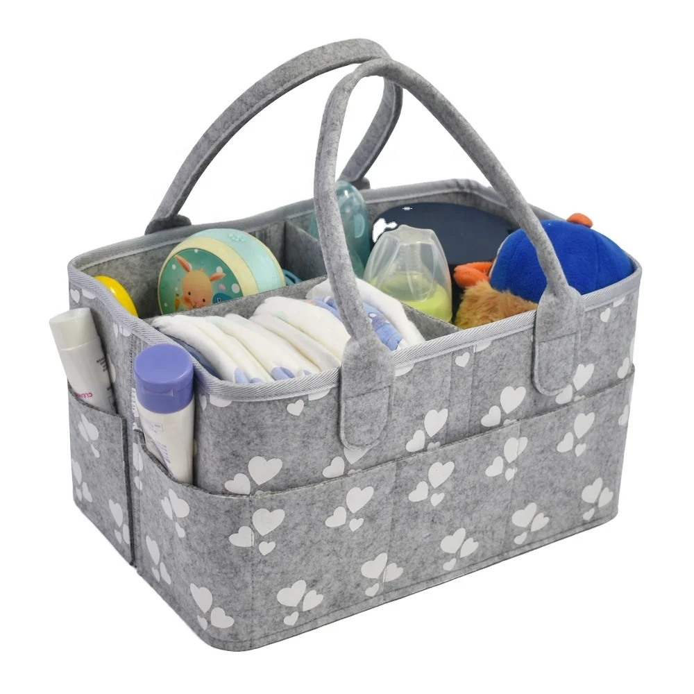 

Newest style premium concise high capacity eco-friendly hanging factory felt diaper caddy for mommy, Grey