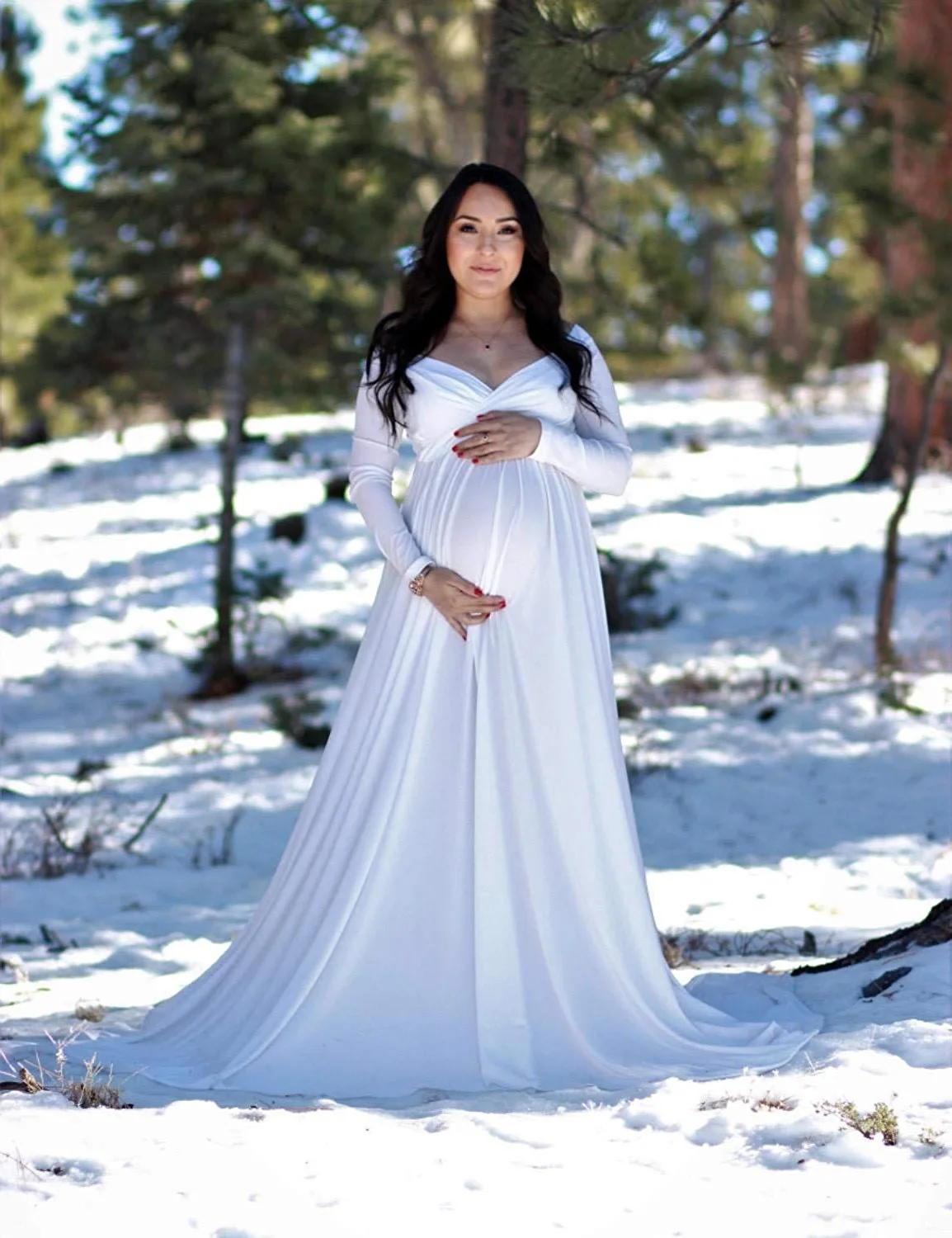 Vestido De Maternidad De Algodón Mercerizado Para Bebé,Ropa De Maternidad  De Talla Grande Con Cuello En V,Manga Larga,Foto,2022 - Buy Vestido De  Maternidad Ropa Vestidos De Maternidad Las Mujeres Embarazadas Product on