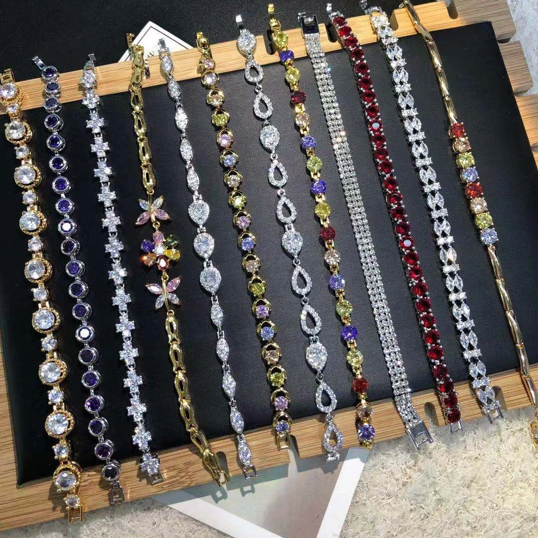 

colores zircon accesorios para pulseras mujer 2021 minimalist bangles gold plate link bracelet wholesale bulk bracelet lot