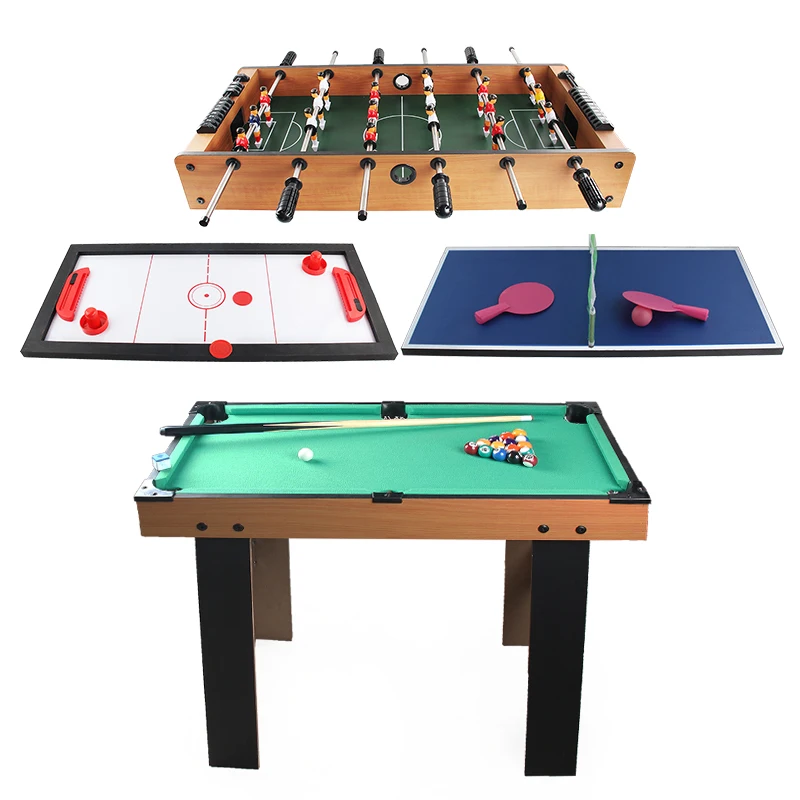 

Wooden Indoor 4 in 1 Foosball Table Air Hockey Tennis Billiard Pool Table Soccer Table Toy Set