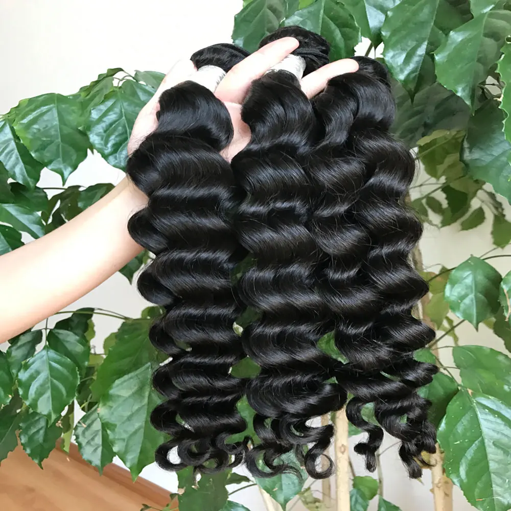 

loose deep wave wholesale cheap brazilian raw hair bundles with lace frontals