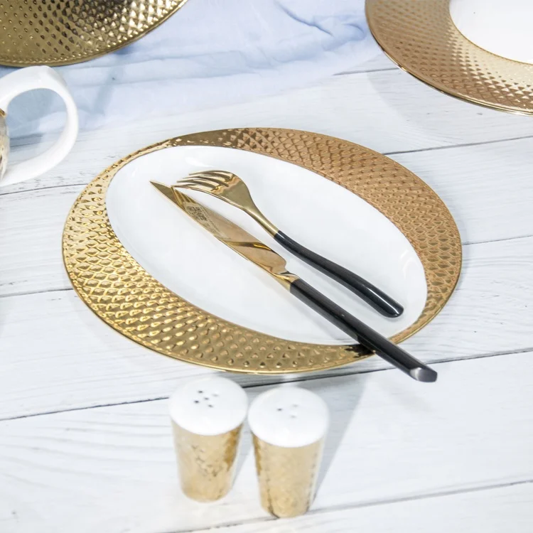 ceramic charger plate gold