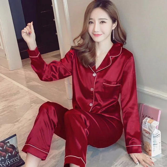 

Plus Size Sleep Wear Satin Supplier Pyjama Hiver Slik Print Rayon Lady Pijama De Seda 2 Piece Silk Pajama Set Sleepwear Women