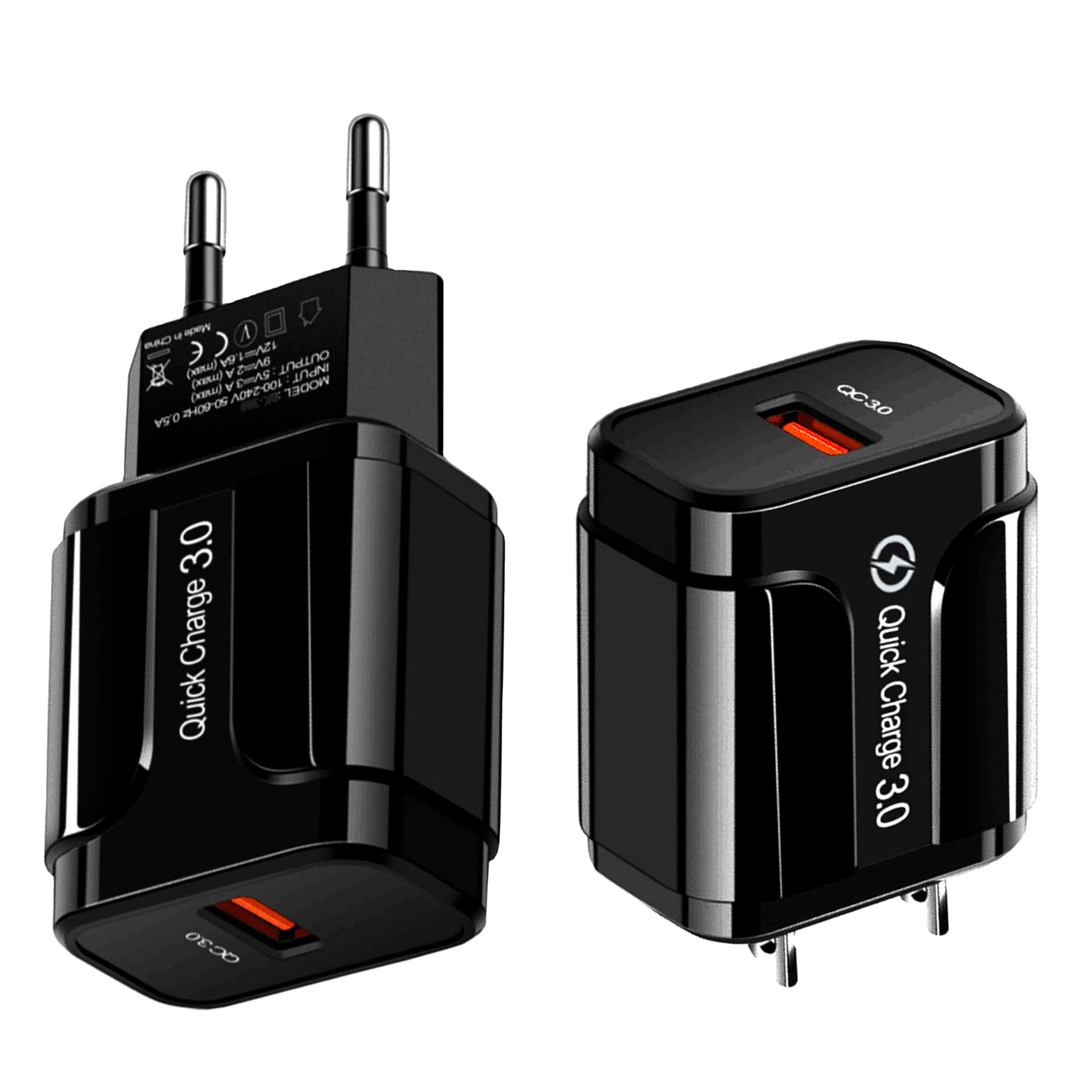 

USB QC 3.0 Single USB Ports 3A Fast Charger QC3.0 USB Wall Adapter For Phone Quick Charing wall charger 18W, Black, white