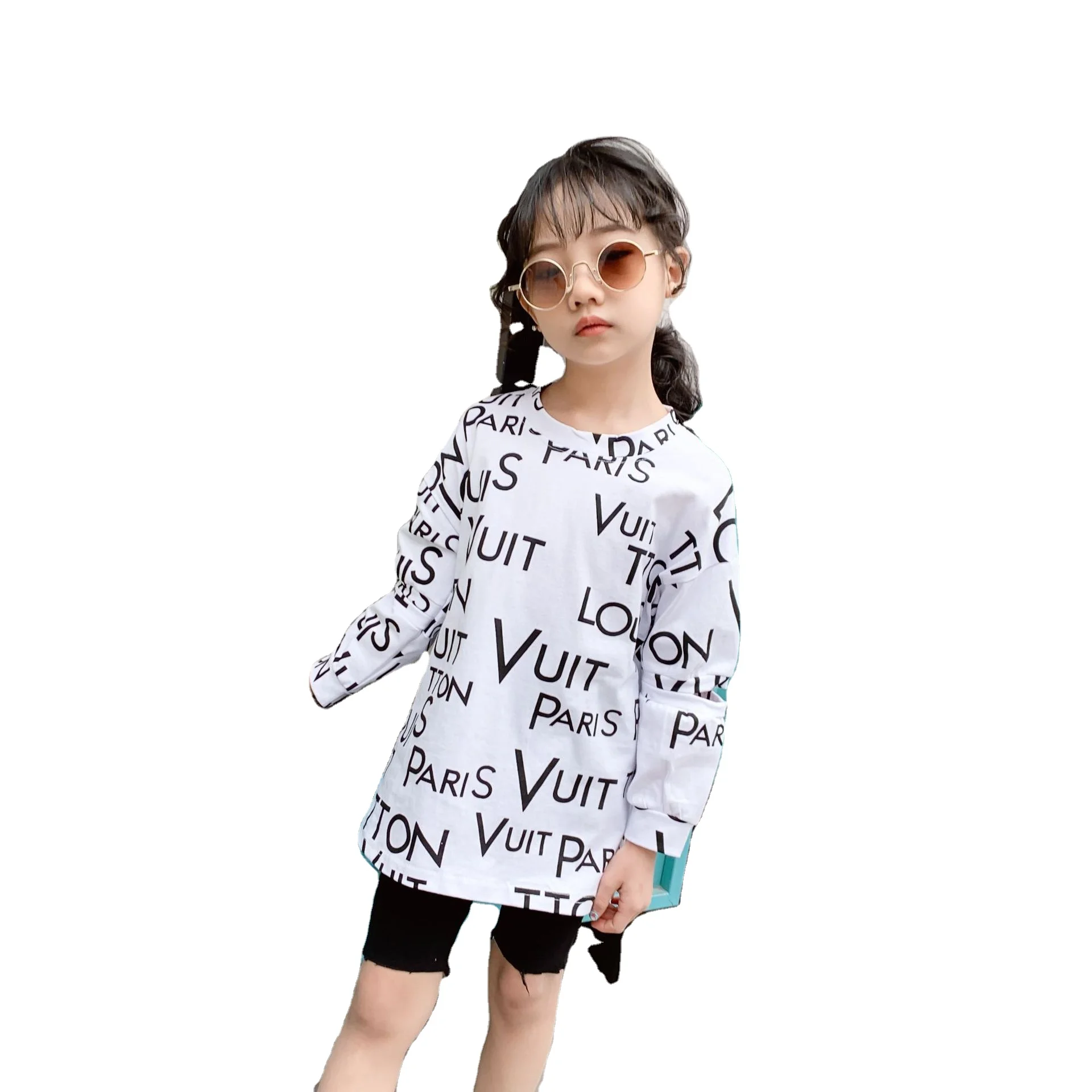 

Autumn long-sleeved top T-shirt personalized letter printing girls T-shirt