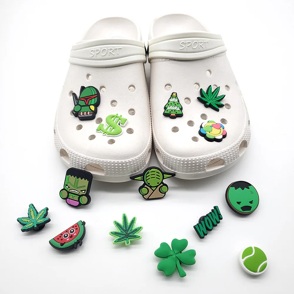

Free shipping green man grass series shoe charms 2022 for kids