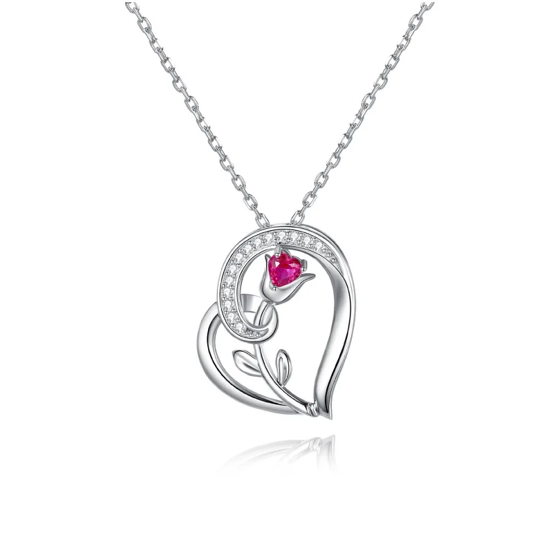 

New Arrivals S925 Sterling Silver Necklace Elegant Rose Shape Pendant Necklace For Women, Silver, rose gold