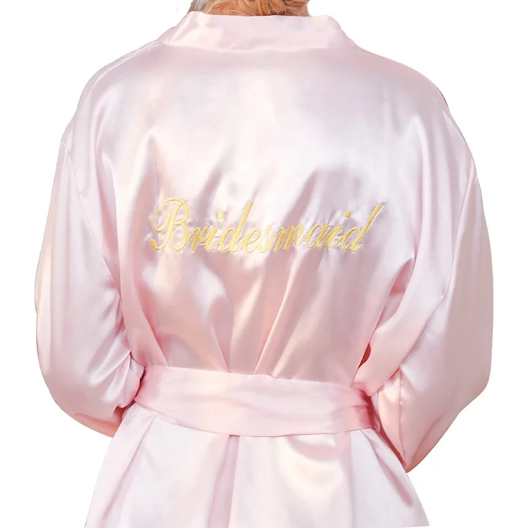 

2021 Custom womens personalized embroidered satin bridesmaid robe for summer