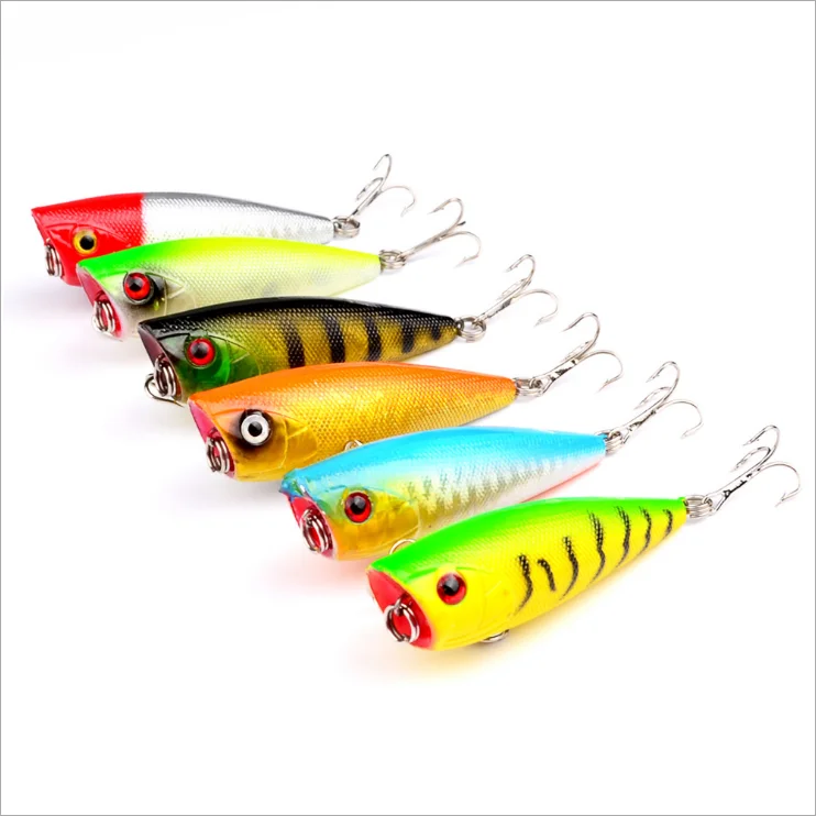 

new wholesales 60mm 6.9g fishing lure floating hard popper fishing bait 6 colors DW1002, 6colors