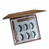 

best selling rose gold luxury package 3 pairs vegan 3d faux mink magnetic eyelashes and magnetic eyeliner set