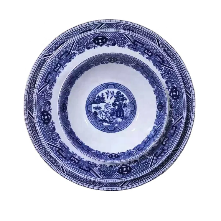 

Clearance British Classical Garden Ceramic Dinnerware Plates, Blue