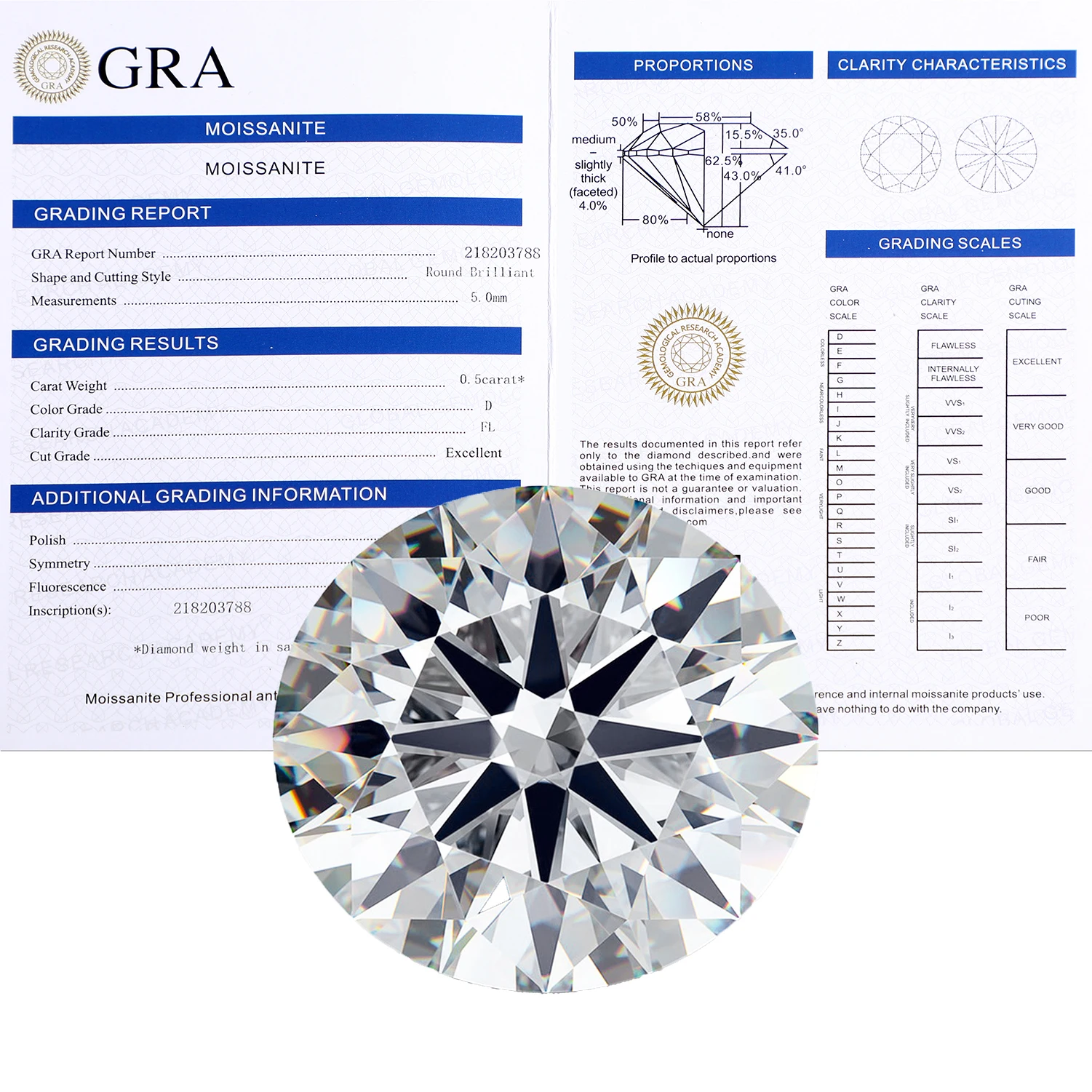 

0.1CT-10CT Loose Moissanite D Color VVS1 Round Brilliant Cut Lab Diamond Gemstones for Ring Earring Pendant Jewelry Making