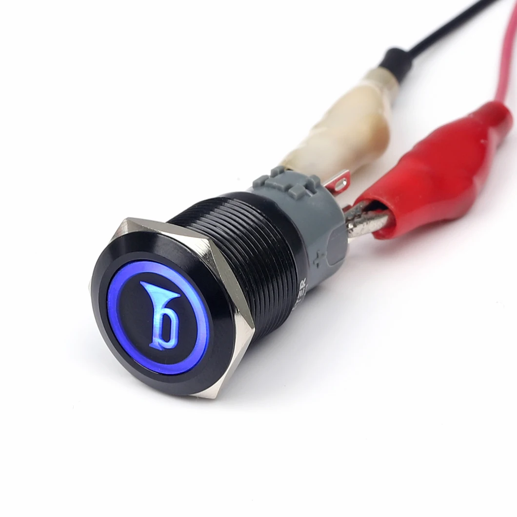 

12V 5A 19MM Metal Horn Switch Speaker Momentary light button led illuminated push button switches for Marine Boat Auto