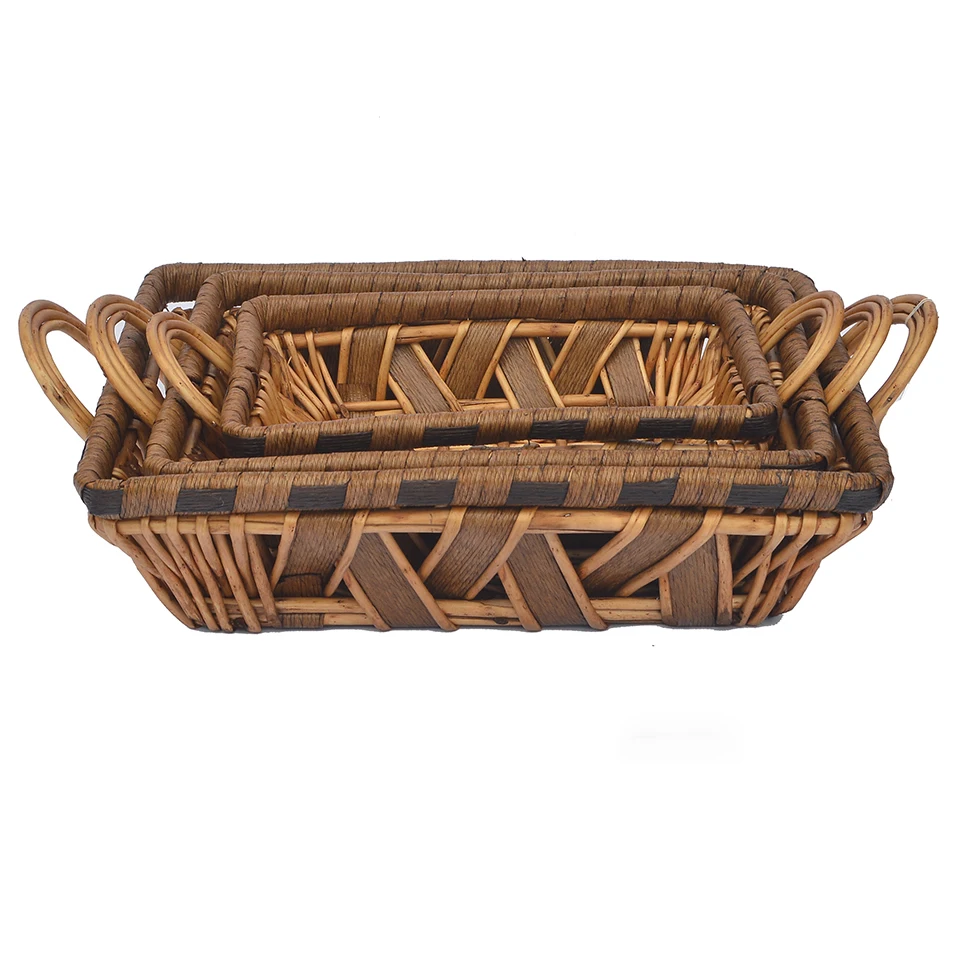 
Eco-friendly natural handmade wicker willow basket for fruit outdoor picnic BBQ 