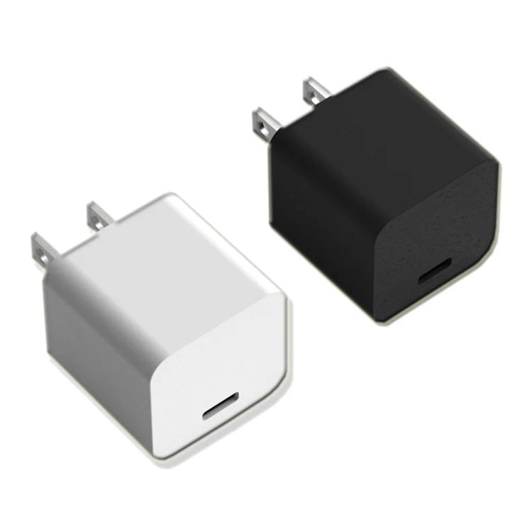 

20w Fast Pd Wall Charger Typec Us Charger Plug Usb-c Power Adapter For Iphone 12 Pro For Apple, White black