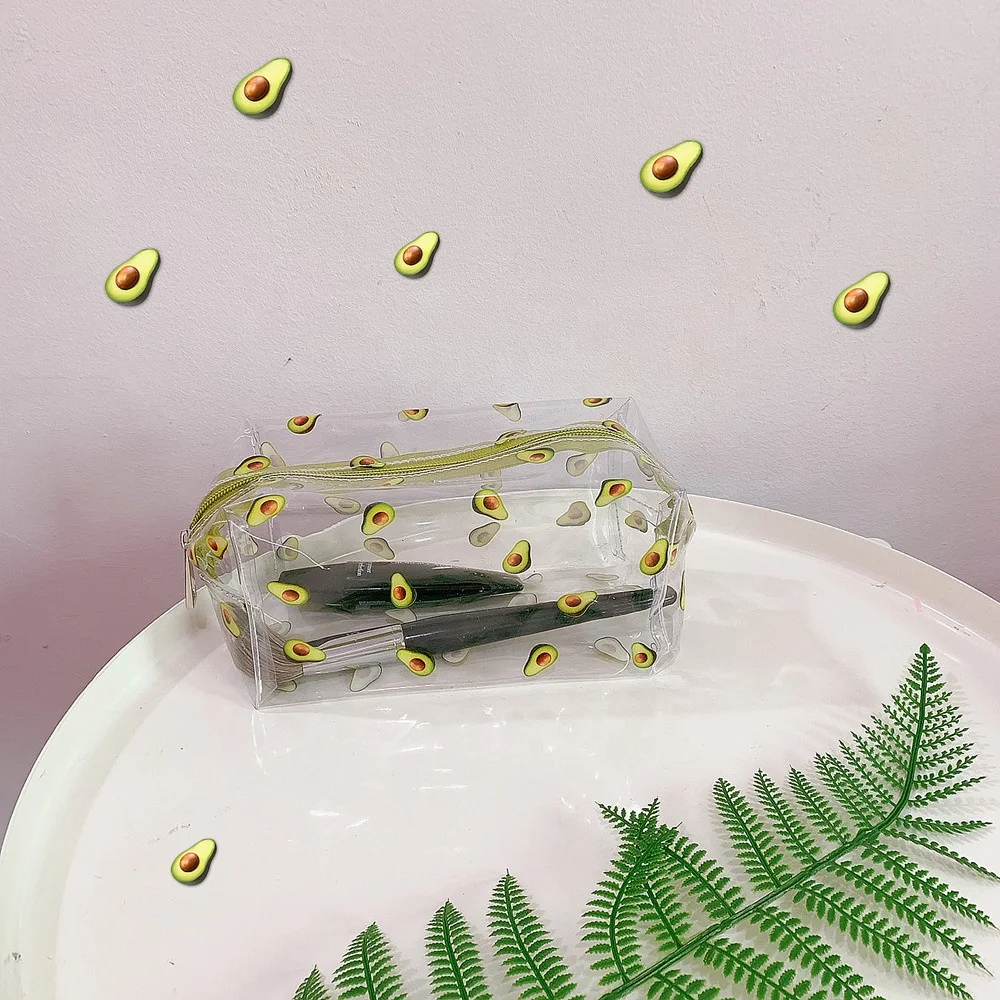 

Wholesale Clear Cosmetic Bag Transparent Cartoon Avocado PVC Makeup Pouch