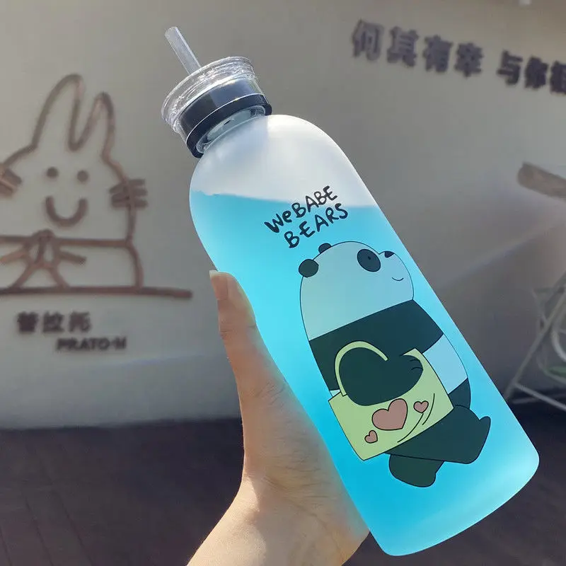 

2020 popular promotional customized drinking bottle juice bottle water plastic water bottle with straw, Blue,red,green and purple