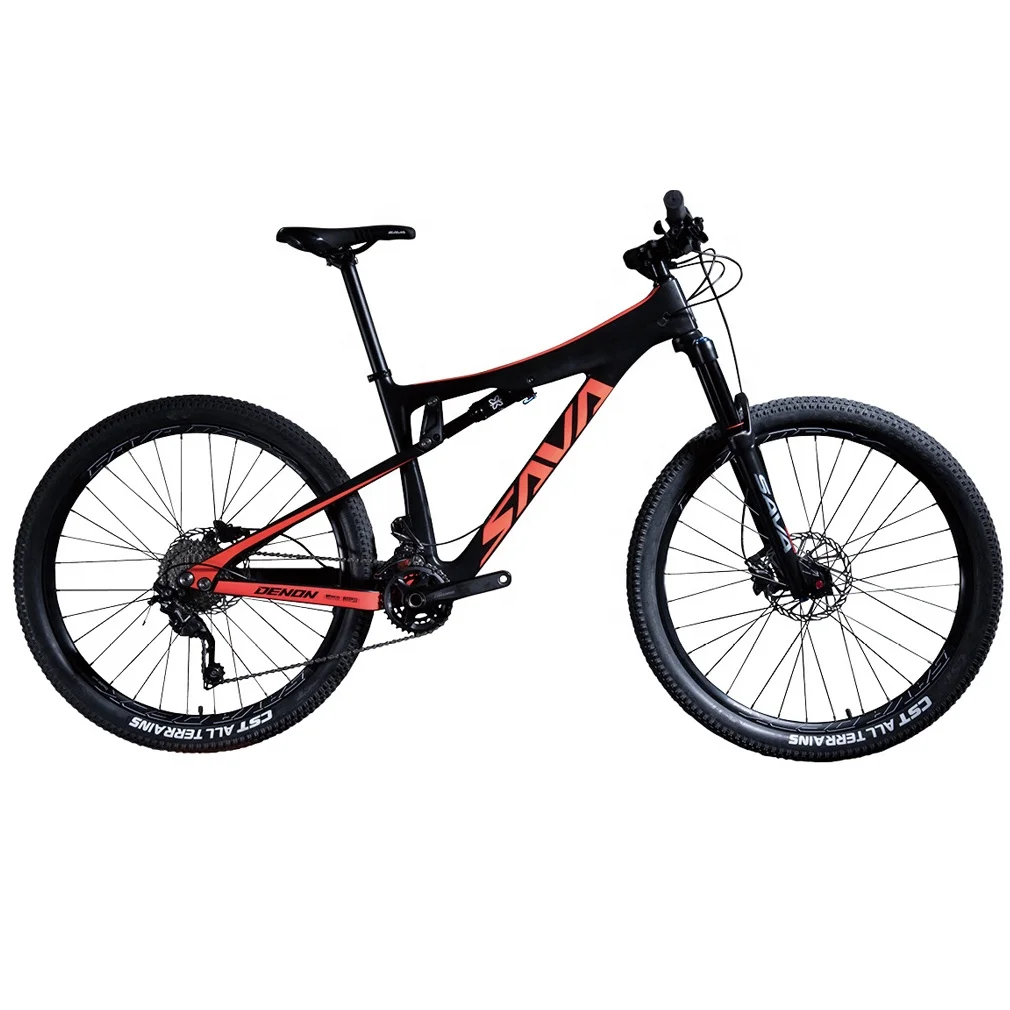 

New Full Suspension Mountain Bike 17 inch Frame 24 Speed Shifter 27.5 Inch Wheels Hydraulic Disc Brakes Bikes for Mens Bicycle, Black red