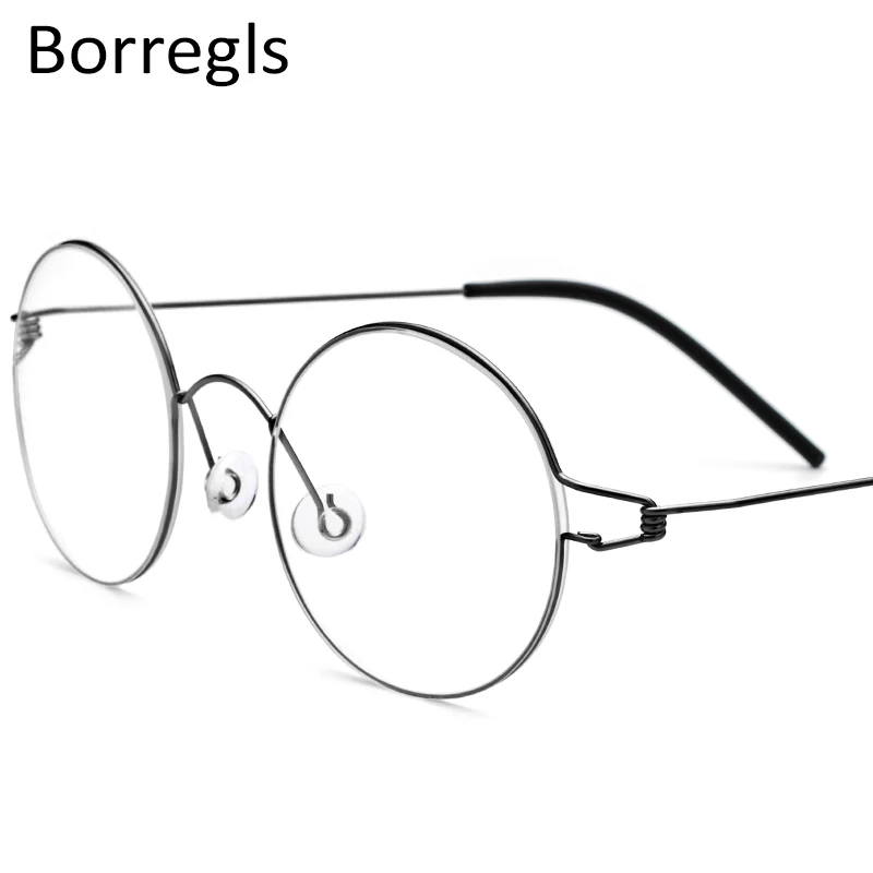 

Borregls Screwless Korea Eyewear Prescription Eyeglasses Frame Women Round Myopia Optical Glasses Frame Men Titanium Alloy 28607