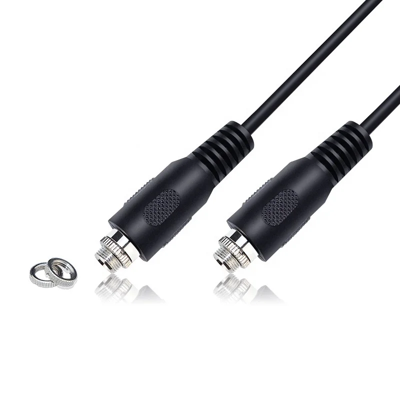 

screw nut 3.5mm stereo jack female to female extension audio cable, Black