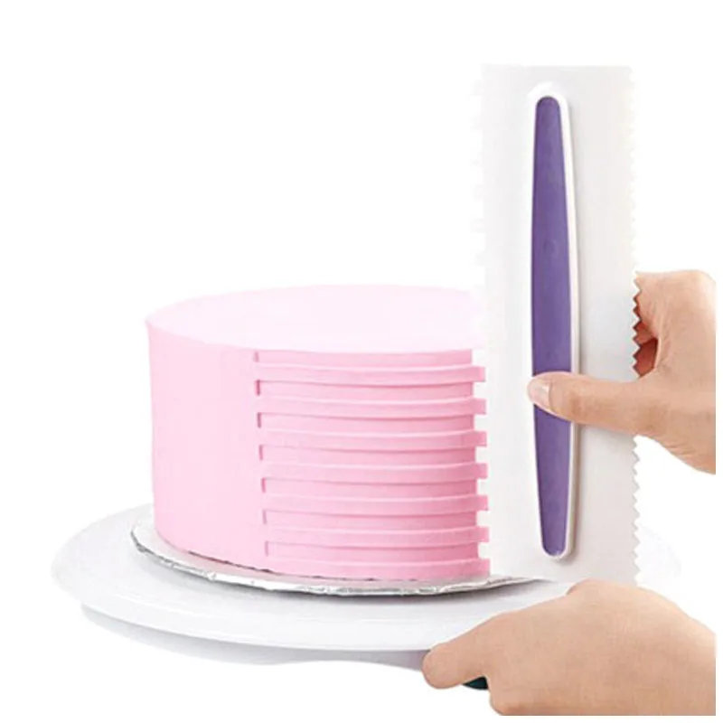 

DIY Baking Tools 3pcs Butter Cream Spatula Spatula Fondant Butter Cream Cake Plastic Butter Cream Comb Flattening Lace Tool