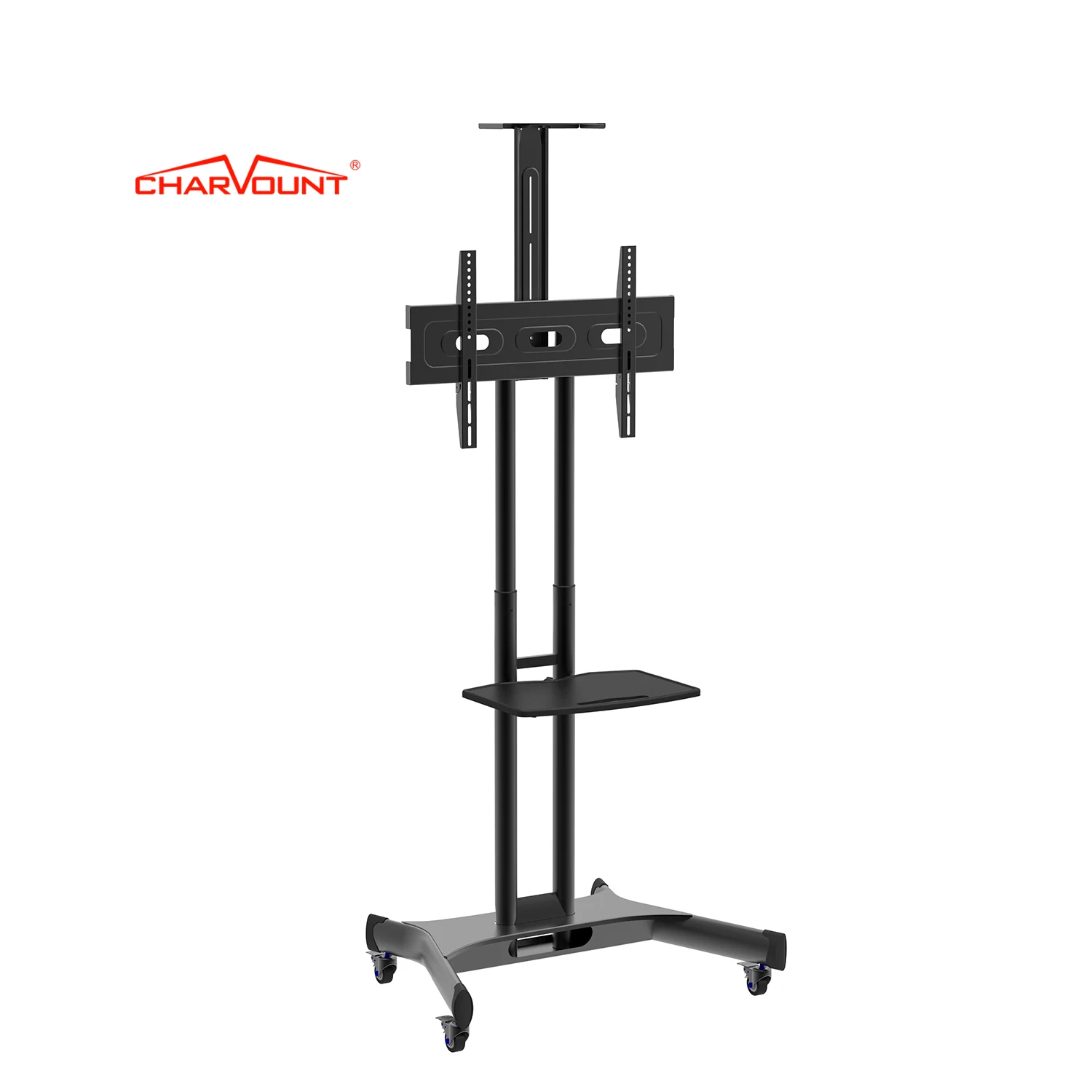 

Charmount Modern Max VESA 600*400mm Height Adjustable Mobile Tv Cart with Wheels