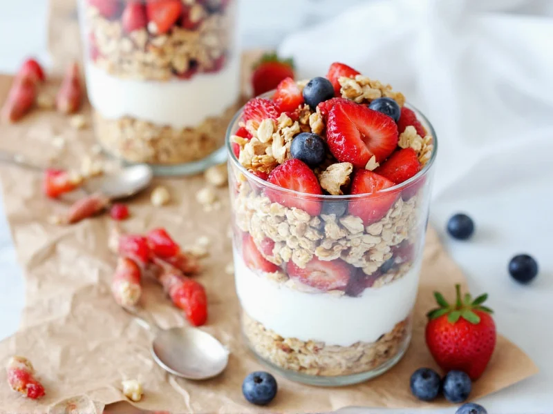 Yogurt parfait with granola and fresh fruit
