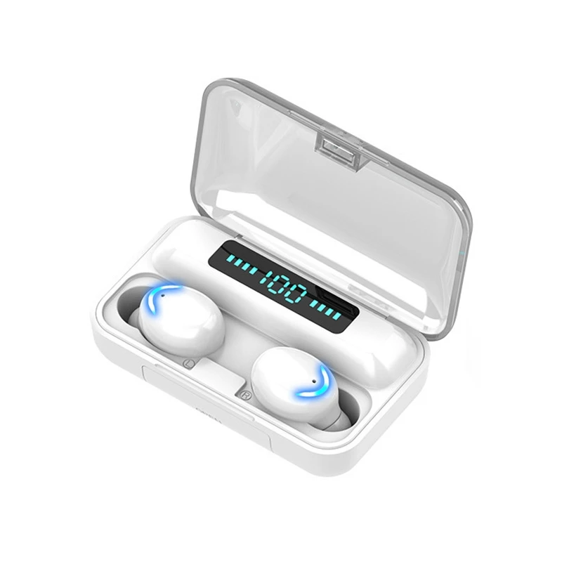 

Dropshipping Wireless Stereo Twins Earbuds F9 F9-5 With Power Bank Twin Earphone Private Label Ear Buds Protective Case