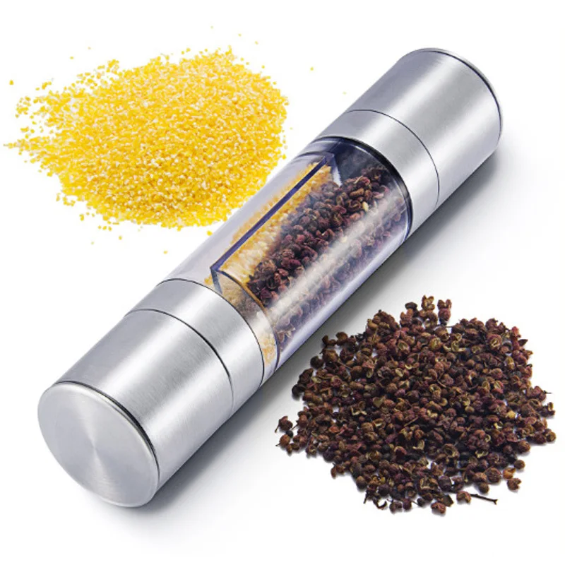 

New design stainless steel manual double head pepper grinder sea salt grinder
