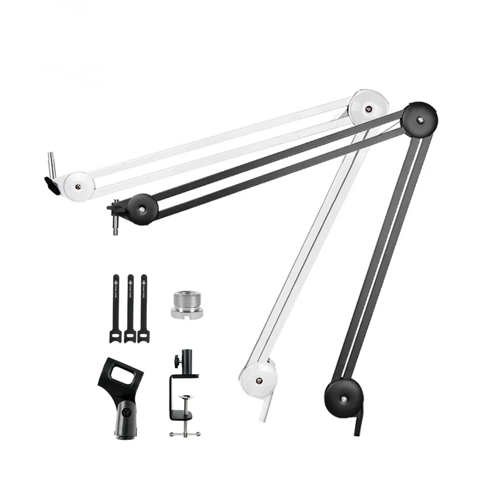 

AY-40 Professional Recording Microphone Holder Suspension Boom Scissor Arm Stand Holder with Mic Clip Table Mounting Clamp, Ceramic black,white
